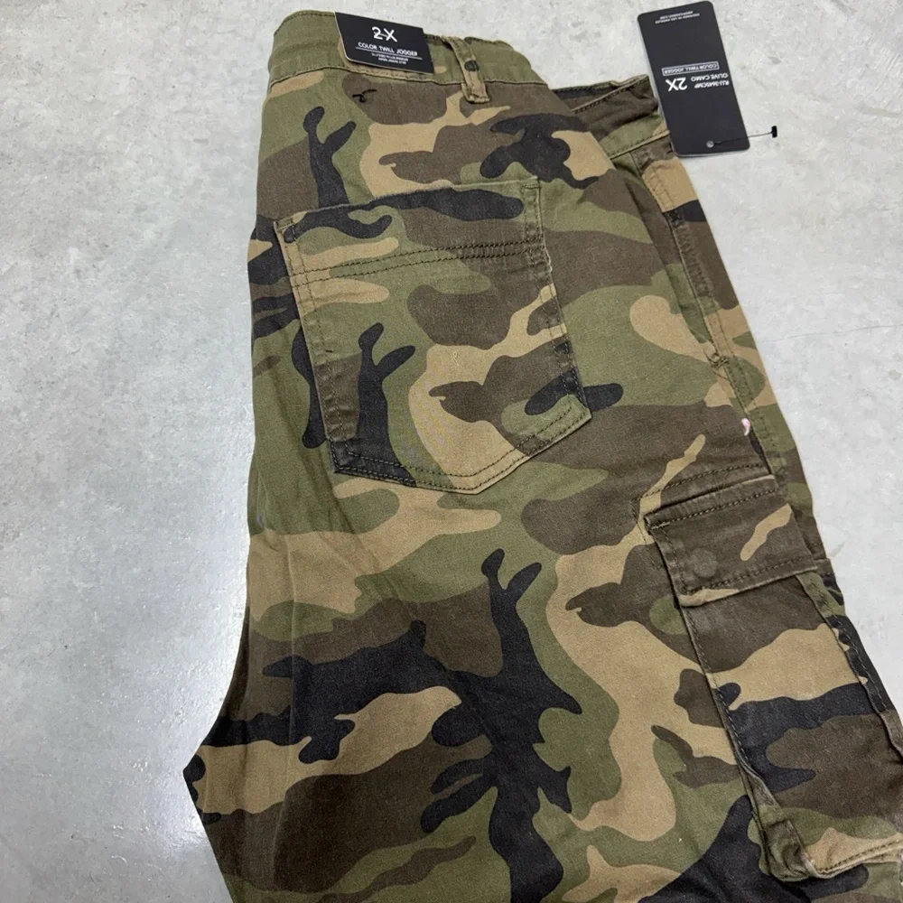 Camo Cargo Jogger Pants - Olive Green Camouflage - Picture 4 of 4